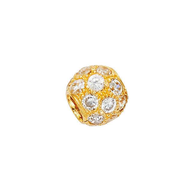 14K Yellow Gold Medium Bead Ball Pendant on White Background