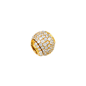 14K Yellow Gold Multi-Row Bead Ball Pendant on White Background