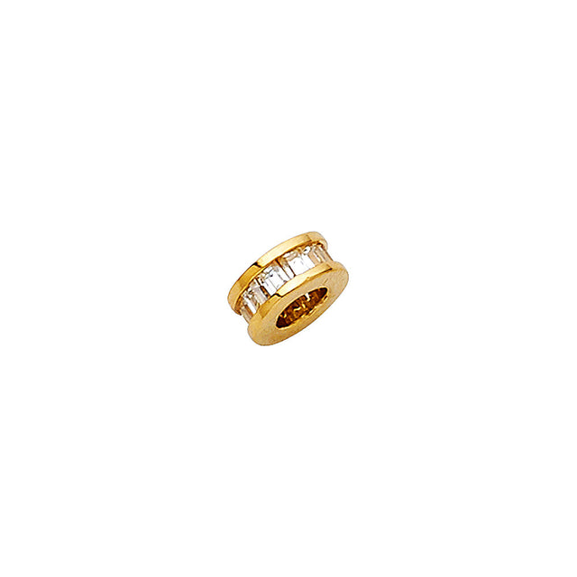 14K Gold Rondelle Bead Pendant on White Background