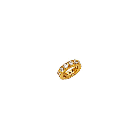 14K Gold Wide Rondelle Bead Pendant on White Background