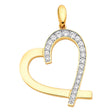 14K Yellow Gold Large CZ Sideways Heart Pendant