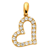 14K Yellow Gold CZ Interlocking Open Hearts Pendant