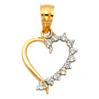14K Yellow Gold CZ Half-Pavé Tilted Open Heart Pendant
