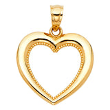 14K Yellow Gold Milgrain Open Heart Pendant