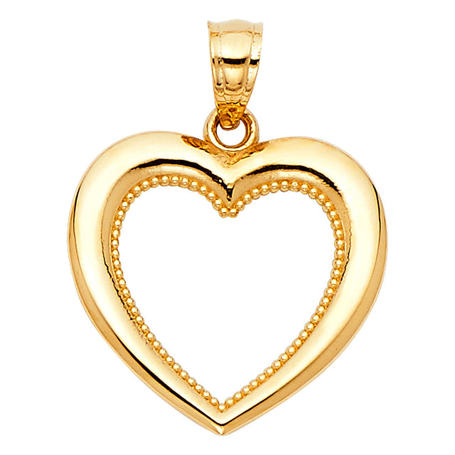 14K Yellow Gold Milgrain Open Heart Pendant