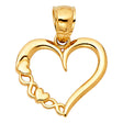14K Yellow Gold Open Heart with Side Hearts Pendant