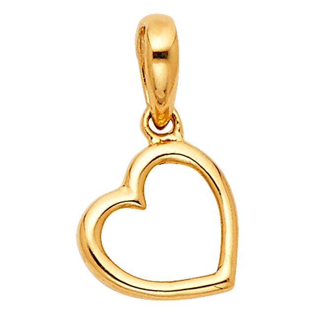14K Yellow Gold Petite Plain Open Heart Pendant