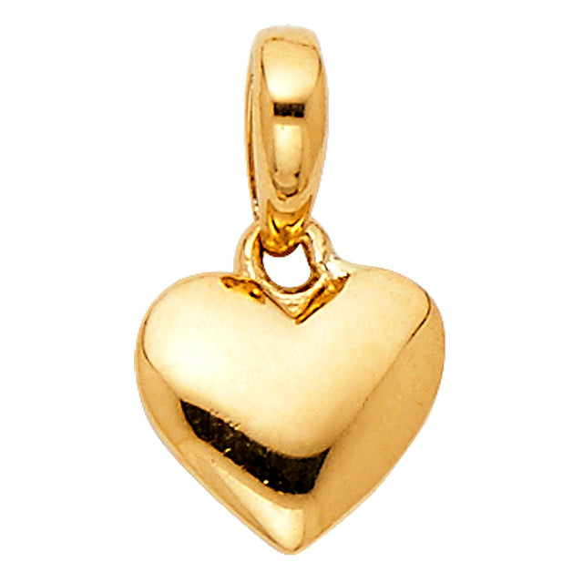 14K Gold Hollow Puff Heart Pendant