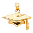 14K Yellow Gold Graduation Cap Pendant on White Background