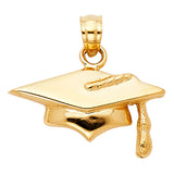 14K Yellow Gold Graduation Cap Pendant on White Background