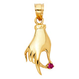 14K Yellow Gold Good-Luck Hand Pendant on White Background