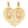 14K Two-Tone Gold Te Amo Heart 2 Piece Pendant