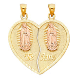 14K Two-Tone Gold Te Amo Heart 2 Piece Pendant