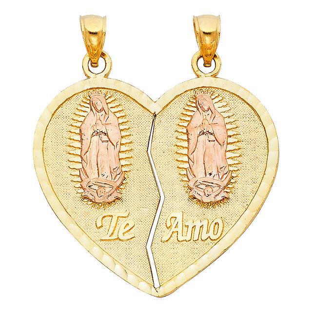 14K Two-Tone Gold Te Amo Heart 2 Piece Pendant