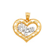 14K Two-Tone Gold No. 1 Mom Heart Pendant on White Background