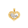 14K Two-Tone Gold Mom Heart Pendant on White Background