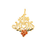 14K Two-Tone Gold No. 1 Mom Rose Pendant on White Background