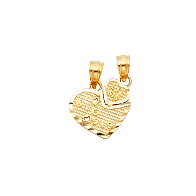 14K Yellow Gold Two-Piece "I Love You" Heart Pendant