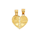14K Yellow Gold Breakable "Big Sister / Little Sister" Heart Pendant