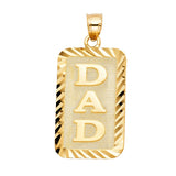 14K Yellow Gold Dad Pendant on White Background