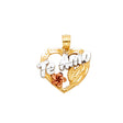 14K Tricolor Gold Rose-Accent Te Amo Heart Pendant on White Background