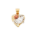 14K Tricolor Gold CZ 15 Years Heart Pendant