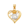 14K Two-Tone Gold 15 Years Heart Pendant