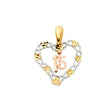 14K Tricolor Gold 15 Years Heart Pendant