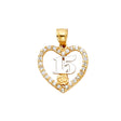 14K Two-Tone Gold CZ 15 Years Heart Pendant