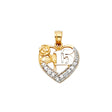 14K Two-Tone Gold CZ 15 Years Heart Pendant