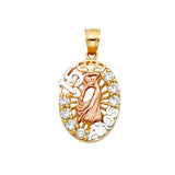 14K Tricolor Gold CZ 15 Years Pendant