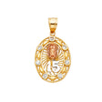 14K Tricolor Gold CZ 15 Years Pendant