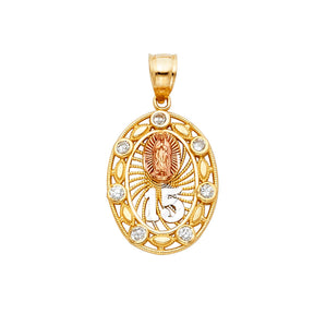 14K Tricolor Gold CZ 15 Years Pendant