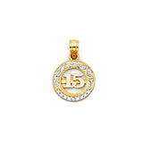 14K Tricolor Gold 15 Years Pendant