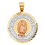 14K Tricolor Gold 15 Years Pendant