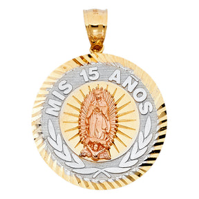 14K Tricolor Gold 15 Years Pendant