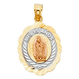 14K Tricolor Gold Mis 15 Años Guadalupe Oval 1.74 g