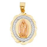 14K Tricolor Gold Mis 15 Años Guadalupe Oval 2.59 g
