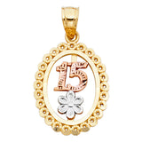 14K Tricolor Gold 15 Years Pendant