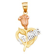14K Tricolor Gold 15 Years Heart Pendant