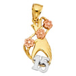 14K Tricolor Gold 15 Years Heart Pendant