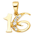 14K Gold Sweet 16 Heart Pendant on White Background