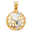 14K Two-Tone Gold Globe Pendant on White Background