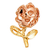14K Two-Tone Gold Rose Pendant on White Background