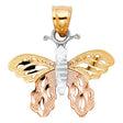 14K Tricolor Gold Butterfly Pendant