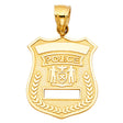 14K Yellow Gold Police Badge Pendant on White Background