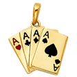 14K Two-Tone Gold Four Aces Poker Pendant on White Background