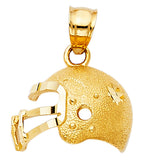 14K Yellow Gold Football Helmet Pendant on White Background