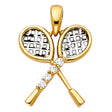 14K Two-Tone Gold Tennis Rackets Pendant on White Background