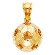 14K Yellow Gold Soccer Ball Pendant on White Background